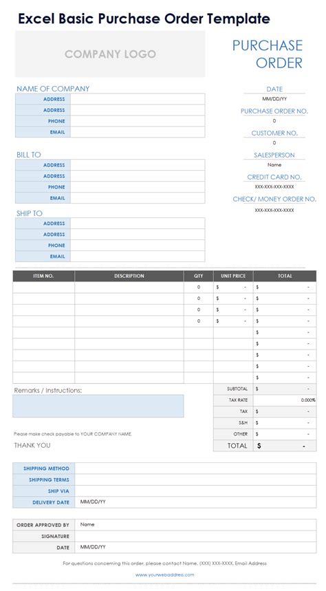 Purchase Order Template Excel Qualads