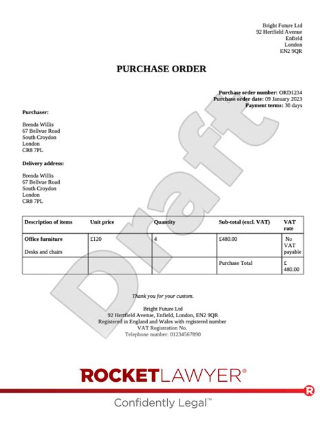 Purchase Order Template Uk