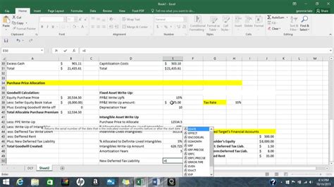 Purchase Price Allocation Section of Merger Model YouTube