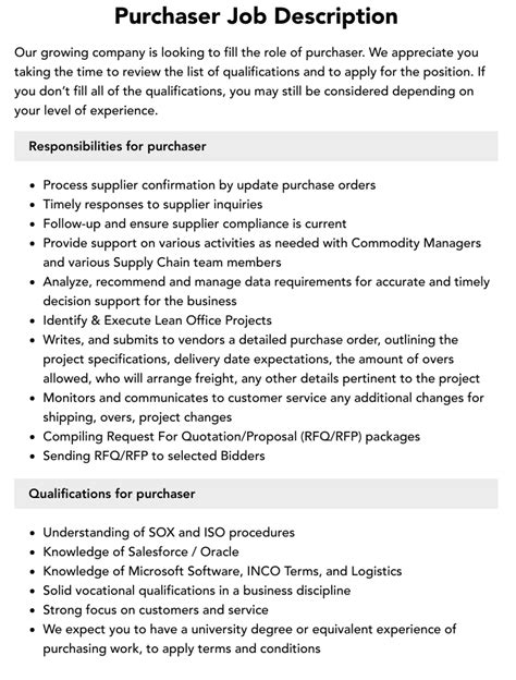 Purchaser Job Description - Betterteam