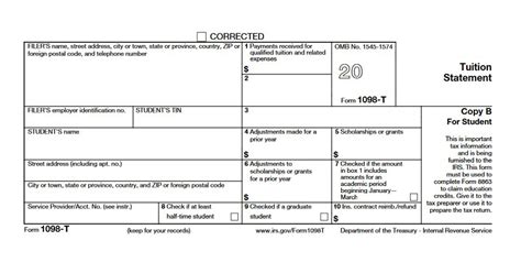 Form 1098-T, Tuition Statement, is an American IRS tax form filed by eligible education institutions (or those filing on the institution's behalf) to report payments received and payments due from the paying student. The institution has to report a form for every student that is currently enrolled and paying qualifying tuition and related expenses.
