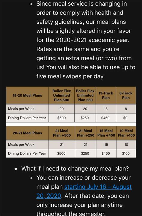 Purdue meal plans. Oh, and if you get the Purdue app, you can check out the menus of all the dining courts before you go to any of them. Super helpful. If you use your meal plan at the dining courts, you save a lot of money over using cash. Its like $3 less per meal on the meal plan. If you're unsure, go with the smaller plan. 