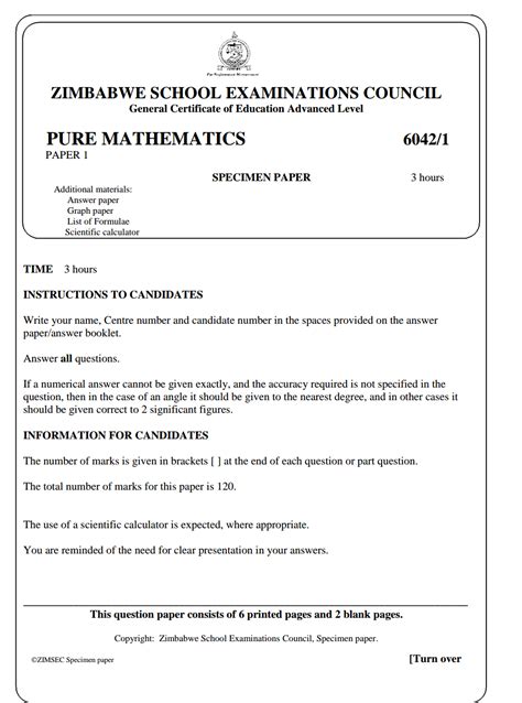 Pure Maths A Level Past Papers