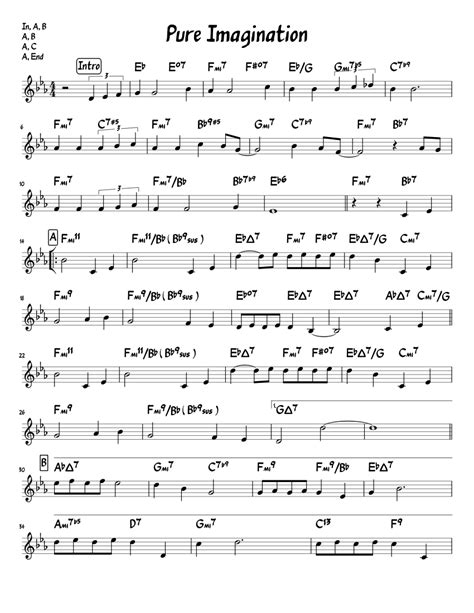 Pure imagination sheet music. Pure Imagination sheet music from Charlie and the Chocolate Factory [Musical]. Sheet music arranged for Piano/Vocal/Chords, and Singer Pro in Eb Major (transposable). SKU: MN0203063 