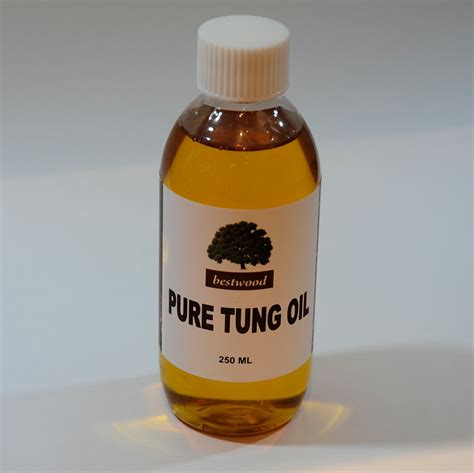  Bulk pricing at $68/gallon. This is our 100% pure raw Tung Oil (Chinawood Oil) that we use in all our finishes, sold separately for its wide variety of finish applications. Best applied diluted with Pure Citrus Solvent. Packaged in a 5 gallon lined steel pail. Food safe once dry. Dries to a matte sheen. . 