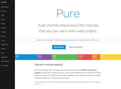 Pure.css A set of small, responsive CSS modules that you can use in