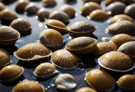 Purging mussels in saltwater.  This process involves removing impurities, sand, an...