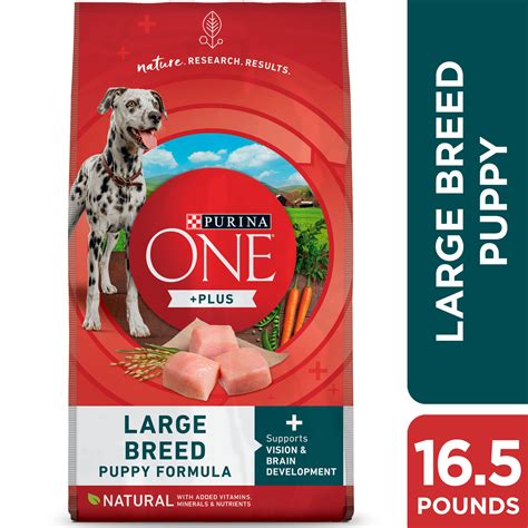 Purina one large breed puppy. Ingredients in Purina Pro Plan Large Breed puppy dog food serve specific nutritional or functional purposes, including salmon as the number one ingredient, which contains DHA that supports brain and vision development while antioxidants help maintain a strong immune system. We fortify our dry puppy dog food formula with guaranteed live ... 