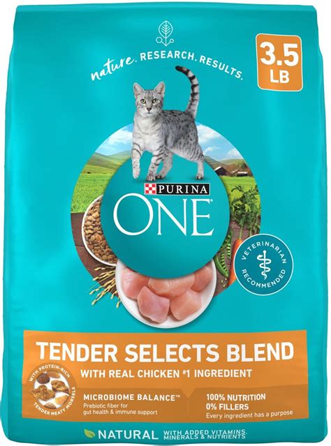 Purina one tender selects. Purina ONE Tender Selects Blend with Real Chicken Dry Cat Food, 22-lb bag. Rated 4.6 out of 5 stars. 1,537. $41.78 Chewy Price. $43.79 List Price. $39.69 Autoship Price. Autoship. Free Shipping on select Dry Cat Food. Add to Cart. Fancy Feast Grilled Seafood Feast Variety Pack Canned Cat Food, 3-oz, case of 24. 