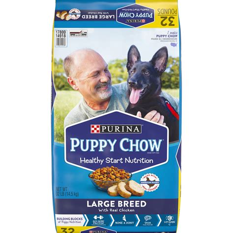 Purina puppy chow large breed. Highlights. Formerly Purina Pro Plan Bright Mind Adult 7+ Large Breed Formula. Brain-supporting nutrients which contains a proprietary blend of DHA & EPA, Antioxidants, B vitamins, and Arginine for cognitive health. Fortified with Guaranteed Live Probiotics for digestive and immune health. Glucosamine and EPA, an omega-3 fatty acid, for joint ... 