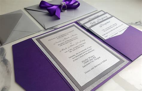 Purple, Silver, and Black Wedding Invitations - Etsy