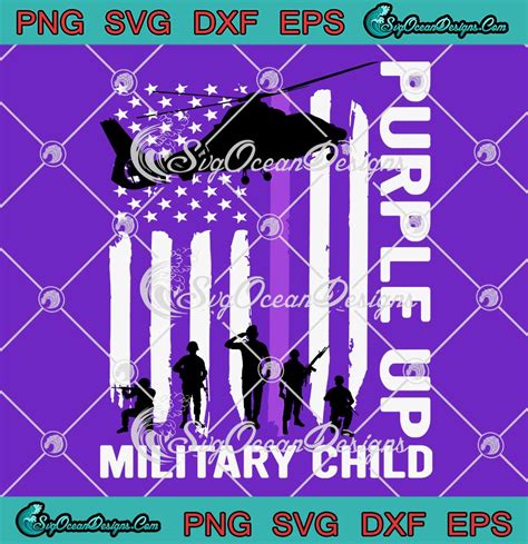 Purple Up Military Kids Military Child US Flag Svg, Eps, Png, Dxf ...