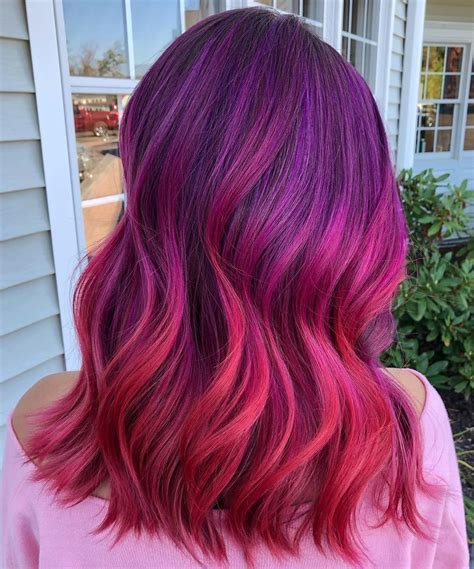 Purplish reddish hair. Choosing a shade: Plum hair color falls in the deeper reds category with a purple undertone. Keep in mind that the redder you go, the faster your color will fade. Maintenance level: Medium to high. 