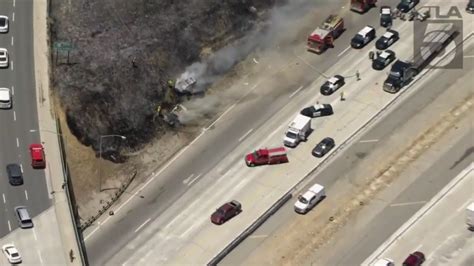 Pursuit ends in fiery crash on 5 Freeway