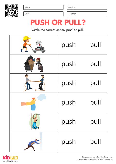 Push And Pull Worksheet