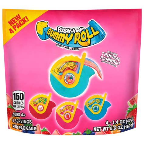 Push Pop Gummy Roll Candy, 4-Count, Bag - Walmart.com