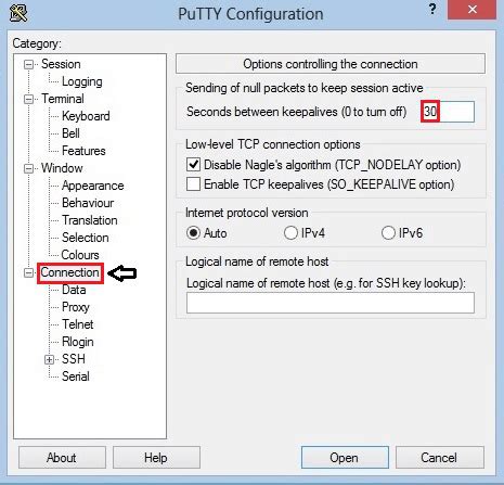 Putty not opening session.  Try enabling keep-alives in PuTTY.  You I ha...