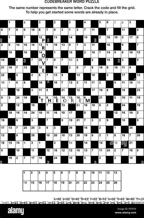 Puzzle Page with Codebreaker Word Game or Crossword Puzzle Stock Vector