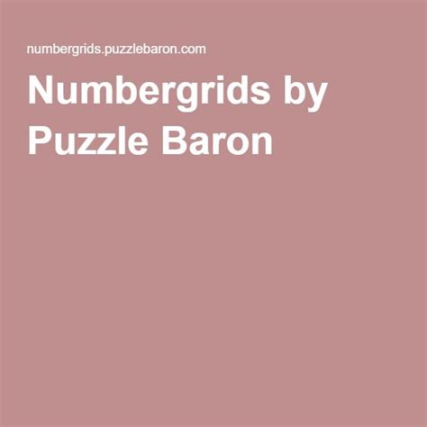 Puzzle baron numbergrids. Things To Know About Puzzle baron numbergrids. 
