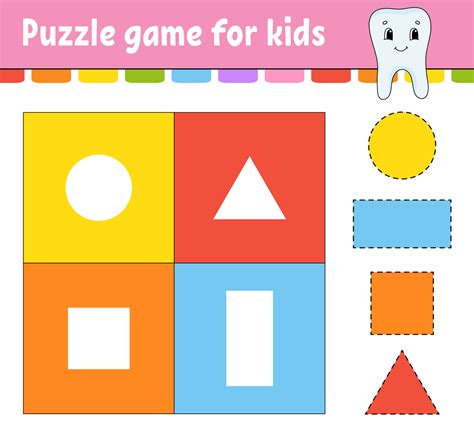 Puzzle game for kids. Cut and paste. Cutting practice. Learning shapes