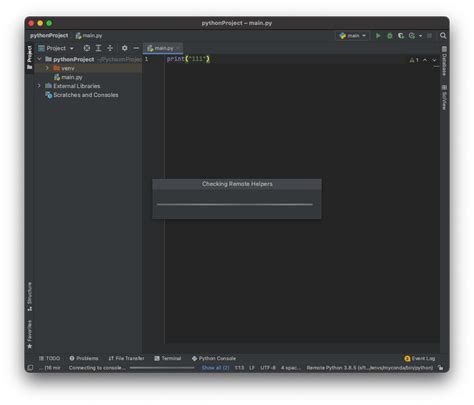 Pycharm checking remote helper. pycharm_helpers with the following structure must be...
