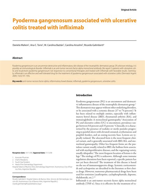 Pyoderma gangrenosum Links to ulcerative colitis