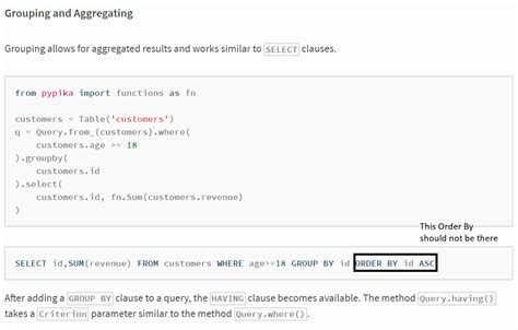 Pypika github.  It is also easily extended to take full advantage of specific f...