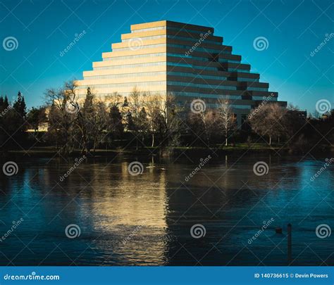 Pyramid Building Reflection Stock Image Image of structure