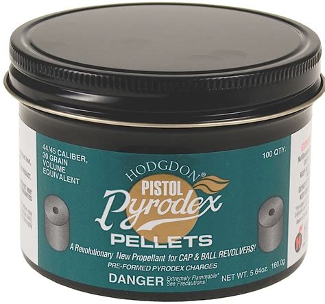 A single 50/50 pellet may be used for a light target or small game load while two 50/50 pellets may be combined to provide a potent 100 grain equivalent load for big game. Pyrodex® 50/50 Pellets. May be used with standard caps, musket caps or 209 ignition systems. Available in a 24-pellet card or a 100-pellet box.. 