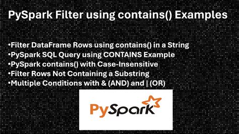 Pyspark filter string contains.  Oct 12, 2023 · This tutorial explains how to filter a PySpark D...