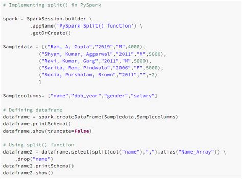 Pyspark split dataframe train test.  Note:In pyspark t is important to enclos...