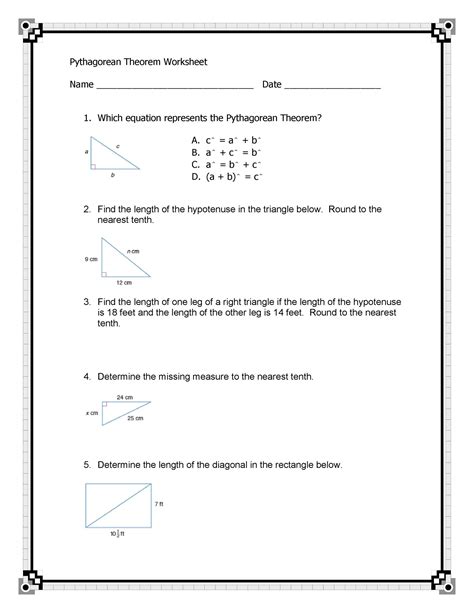 Pythagorean Theorem Word Problems Worksheet With Answer Key Download