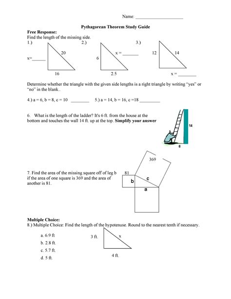 Pythagorean Theorem Worksheet Answers