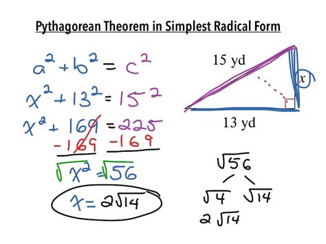 Pythagorean Theorem in Simplest Radical Form Math, Algebra