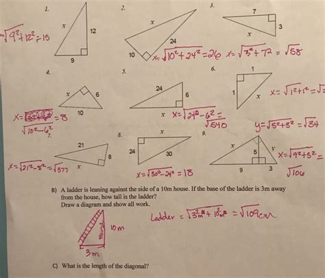 Pythagorean theorem assignment answer key. In 3D. Let's say we want the distance from the bottom-most left front corner to the top-most right back corner of this cuboid: First let's just do the triangle on the bottom. Pythagoras tells us that c = √ (x2 + y2) Now we make another triangle with its base along the " √ (x2 + y2) " side of the previous triangle, and going up to the far ... 