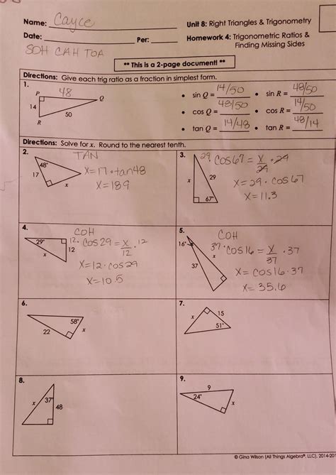 Displaying top 8 worksheets found for - Gina Wilson Pythagorean Theorem. Some of the worksheets for this concept are Whats your angle pythagoras, Pythagorean theorem trigonometric ratios, Pythagorean theorem questions and answers, Pythagorean theorem word problems ws 1 name please, Pythagorean theorem work answer key, Pythagorean theorem work answer key, Unit 8 test review right triangle ... . 
