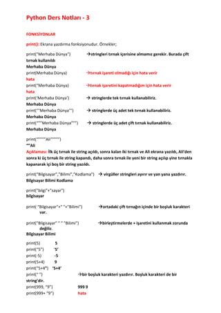 Python Ders 07 print() Fonksiyonunun Parametreleri.