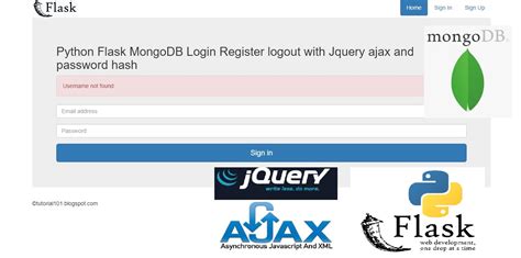 Python Flask MongoDB Login Register logout with Jquery ajax and password hash Tutorial101