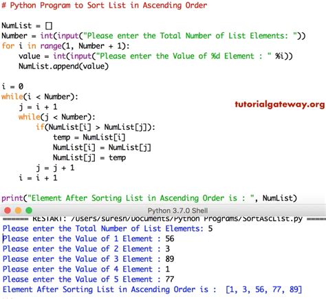 Python Program for Sort List in Ascending and …