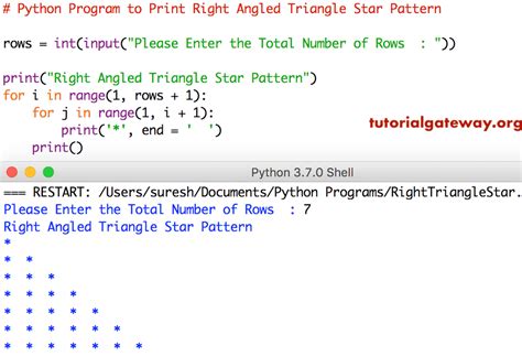 Python Program to Print Right Angled Triangle Star Pattern