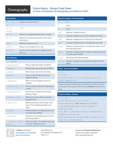 Python String Cheat Sheet