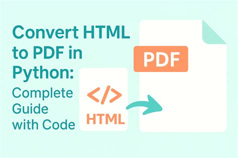 Python convert html to pdf. Feb 7, 2026 · Learn how to convert HTML to PDF in Python using ...