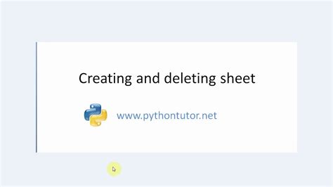 Python create and delete an Excel sheet in openpyxl YouTube