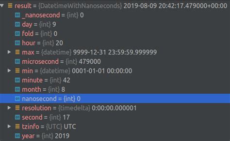 Python datetime nanoseconds. DatetimeWithNanoseconds(*args, **kw) [sourc...