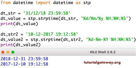 Python datetime strptime microseconds.  To really see what is happening, y...