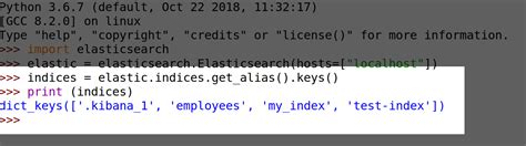 Python elasticsearch get indices.  Use this request to get the following information...