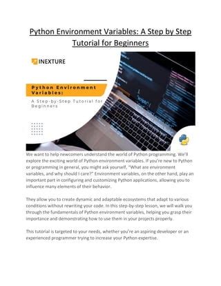 Python environment variables library.  Learn how experienced developer...