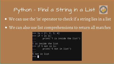 Python find string in list.  Explore examples, handle errors, and We can find the strin...