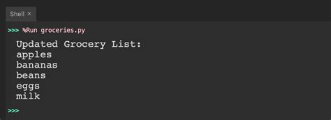 Python grocery list code. g.  The program provides options for adding ...