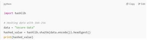 Python hashlib example. , SHA-256, SHA-1, BLAKE2) for data integrity and Using diff...